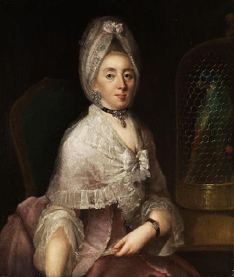 Johann Carl Loth Portrait einer Dame mit Papageienkafig Germany oil painting art